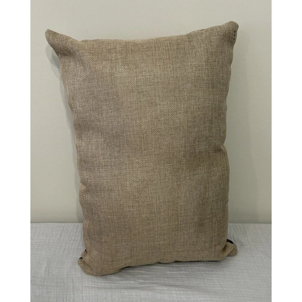 Cracker Barrel Christmas Pillow JOY Snowman Rustic Farmhouse Plaid/Burlap